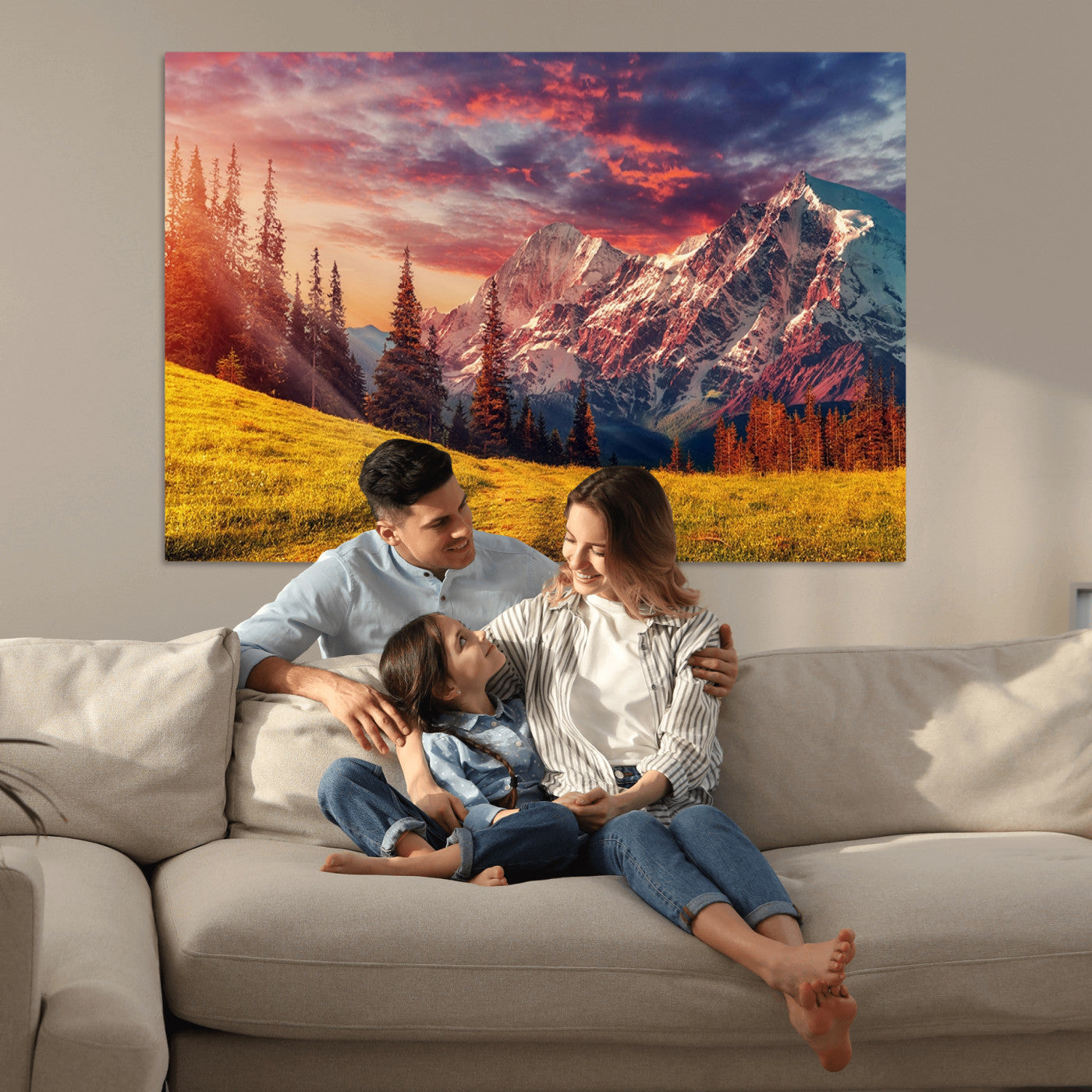 48448-MGV-CV-36X24-Mountain and Daylight Red Sunset Wall Art Canvas Print
