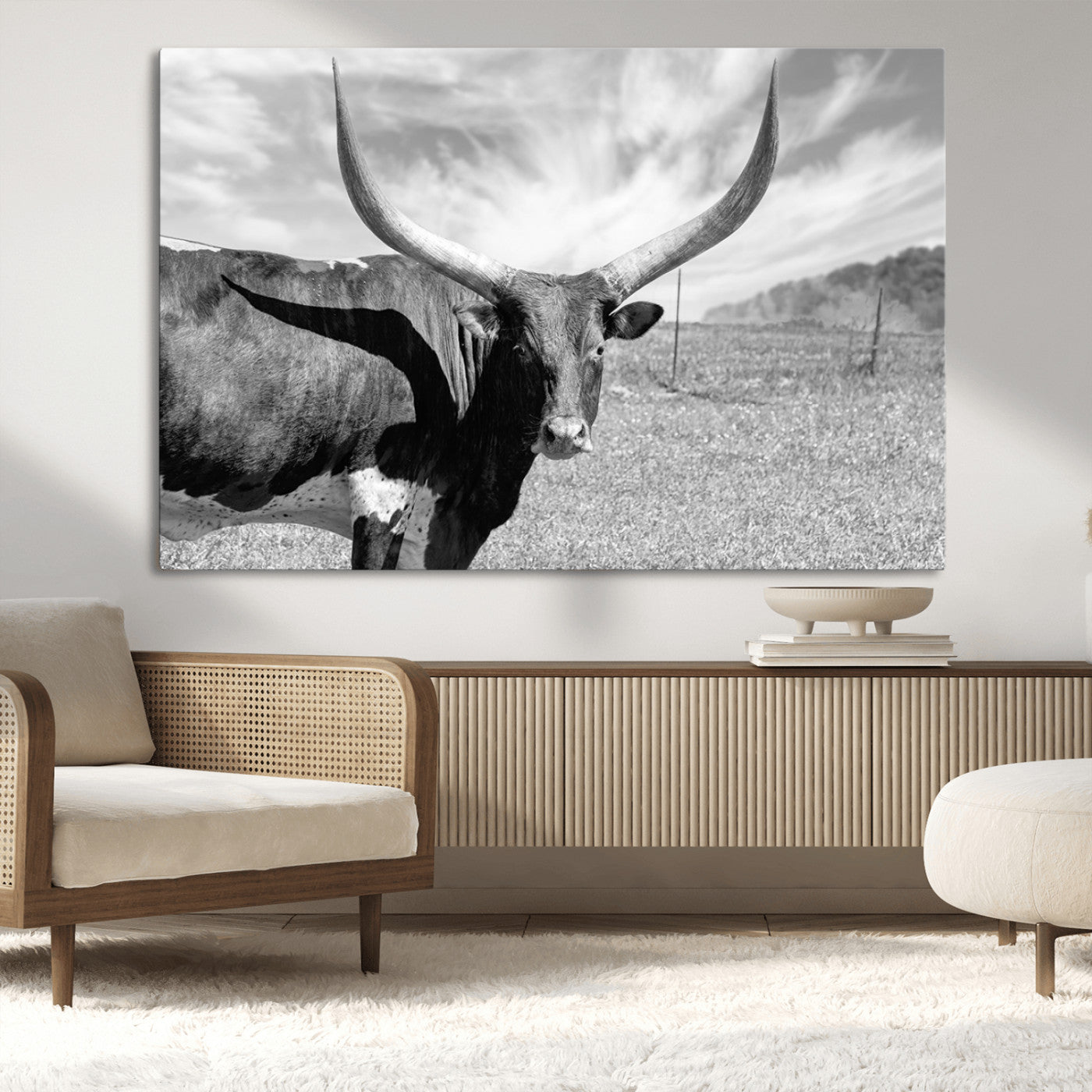 MGV-CV-36X24 - Cattle Wall Art Longhorn Cow Canvas Print
