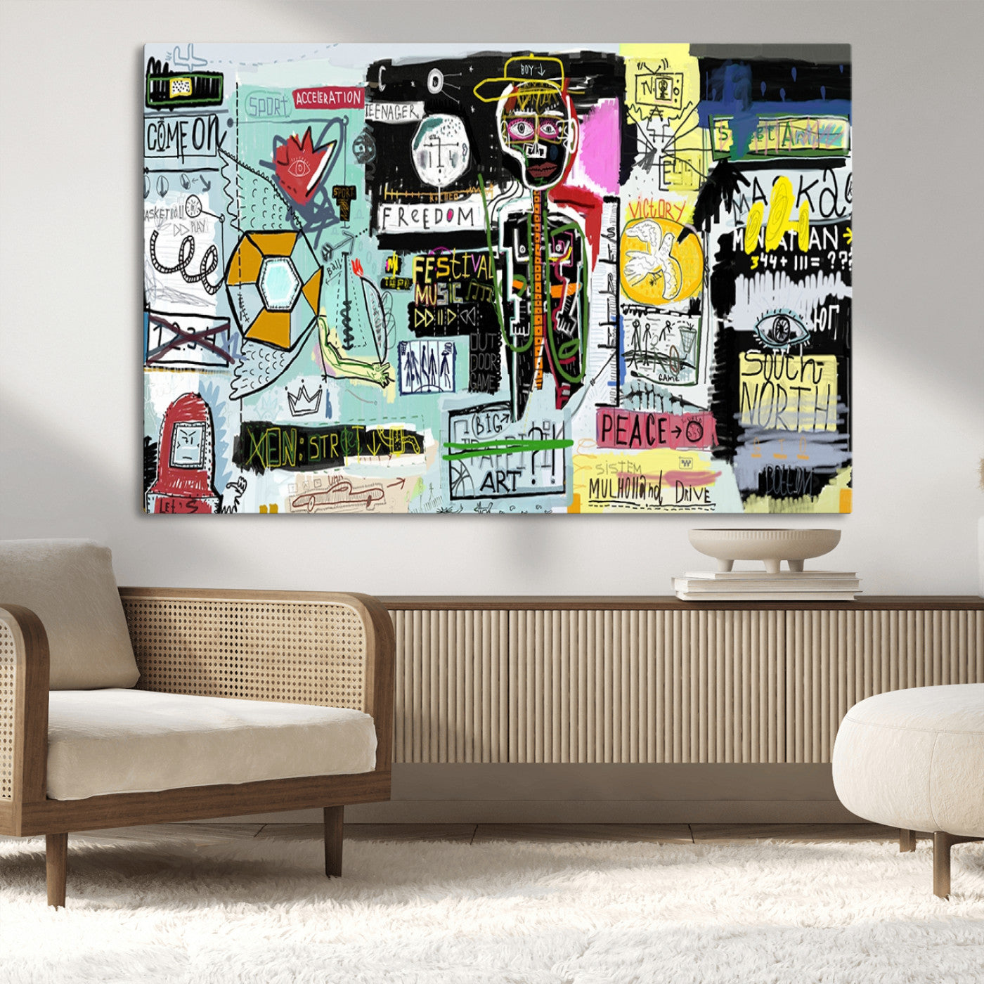 MGV-CV-36X24 - Abstract Graffiti Canvas Street Art-Inspired Graffiti Triptych Canvas – Modern Abstract Wall Art for