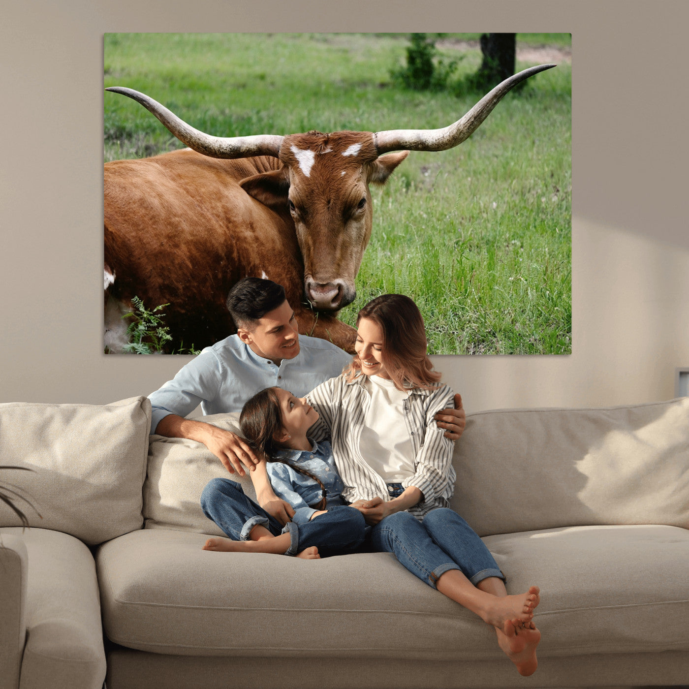 45997-MGV-CV-36X24-Longhorn Cow Animal Wall Art Canvas Print