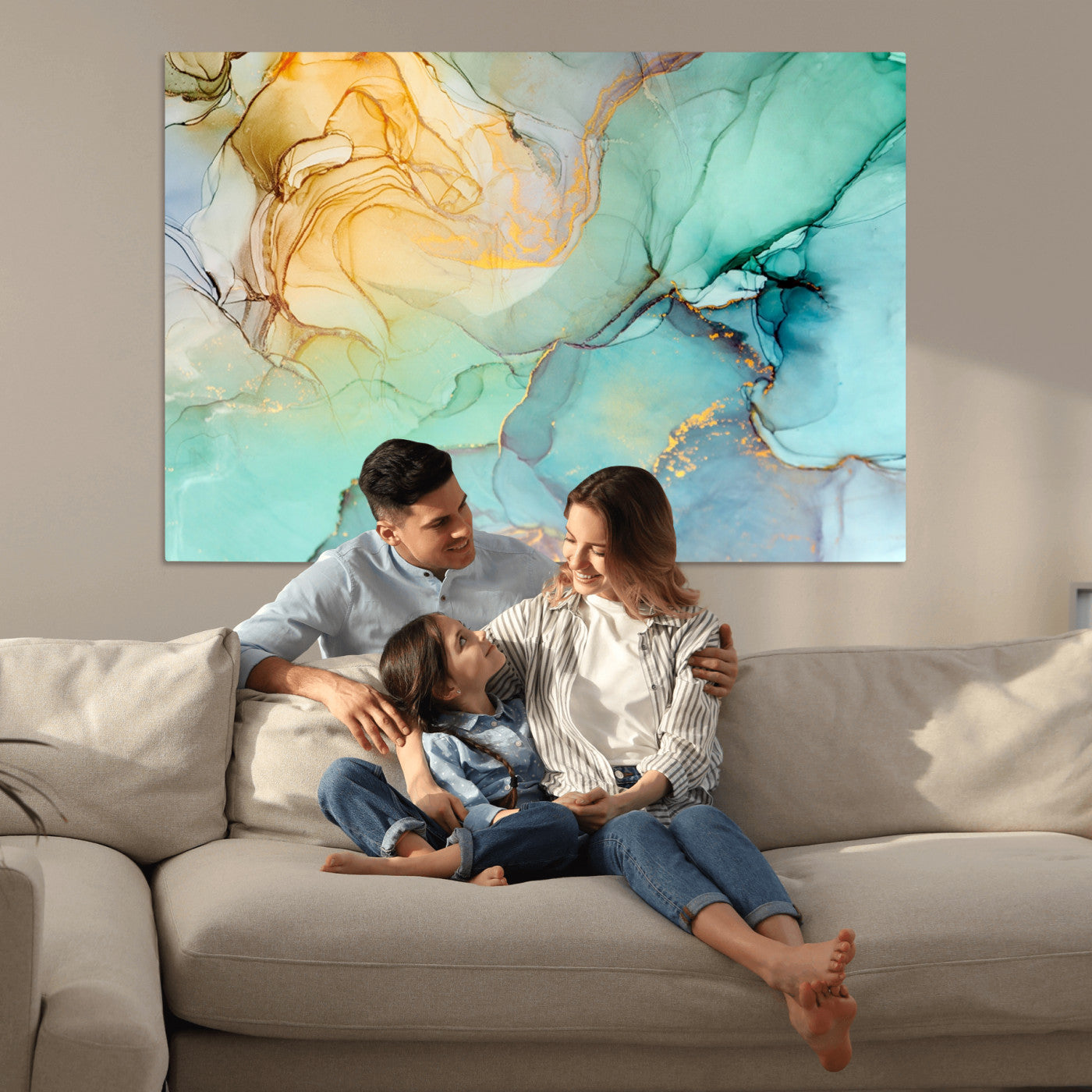 47242-MGV-CV-36X24-Green Marble Fluid Effect Wall Art Abstract Canvas Wall Art Print