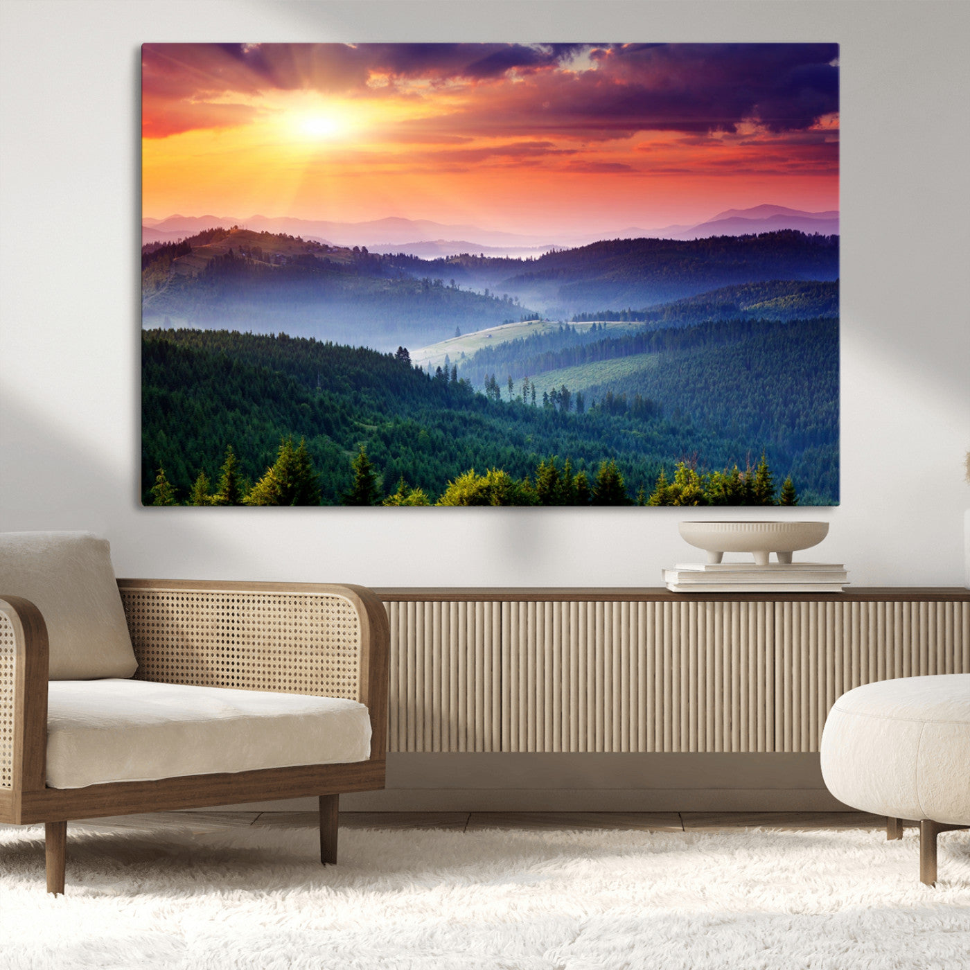 MGV-CV-36X24 - Mountain and Sunset Wall Art Canvas Print