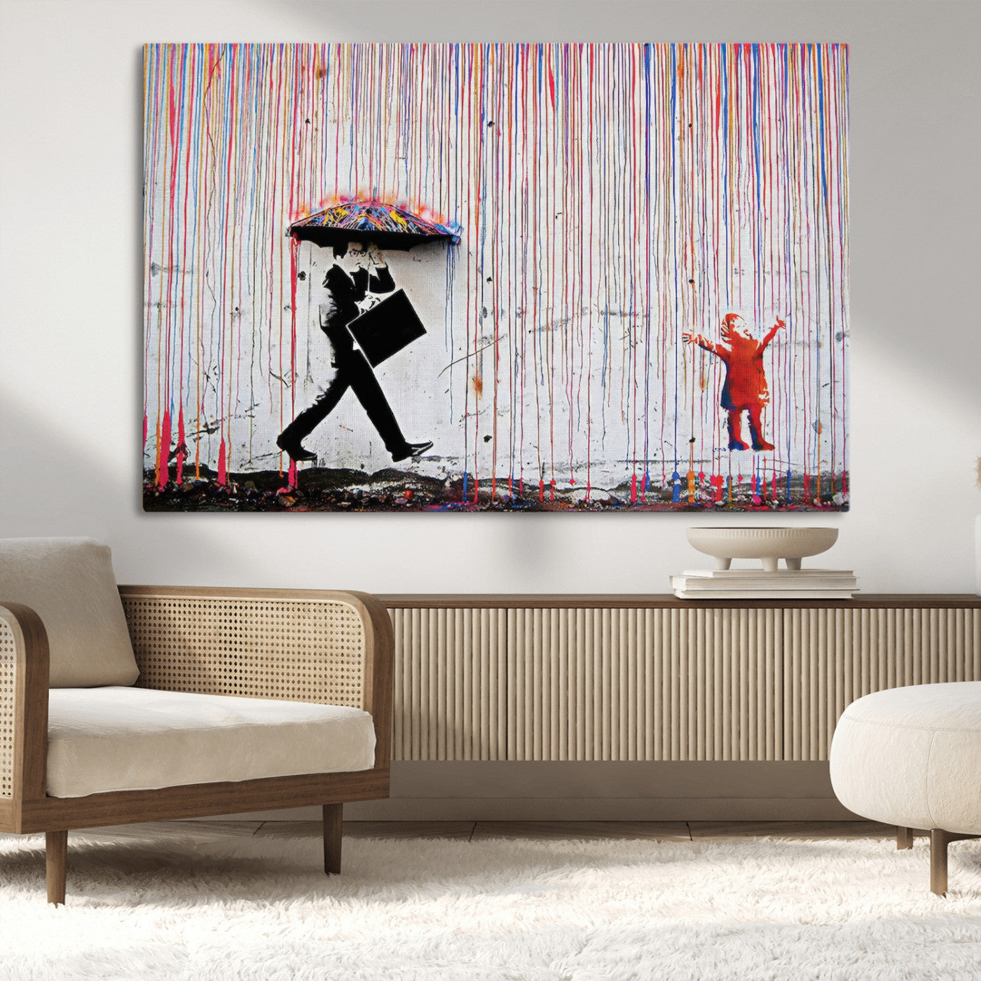 MGV-CV-36X24 - Banksy Wall Art Canvas Print, Framed Graffiti Art Picture Print, Banksy Urban Graffiti Perfect Modern Decor Artwork