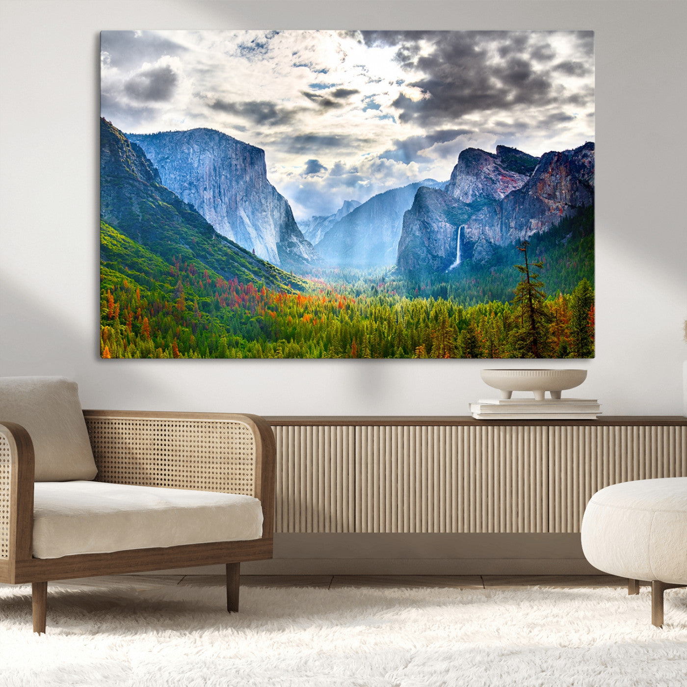 MGV-CV-36X24 - Yosemite Park Half Dome 3 Panel Canvas Print | Large Giclée Landscape Wall Art for Living Room,