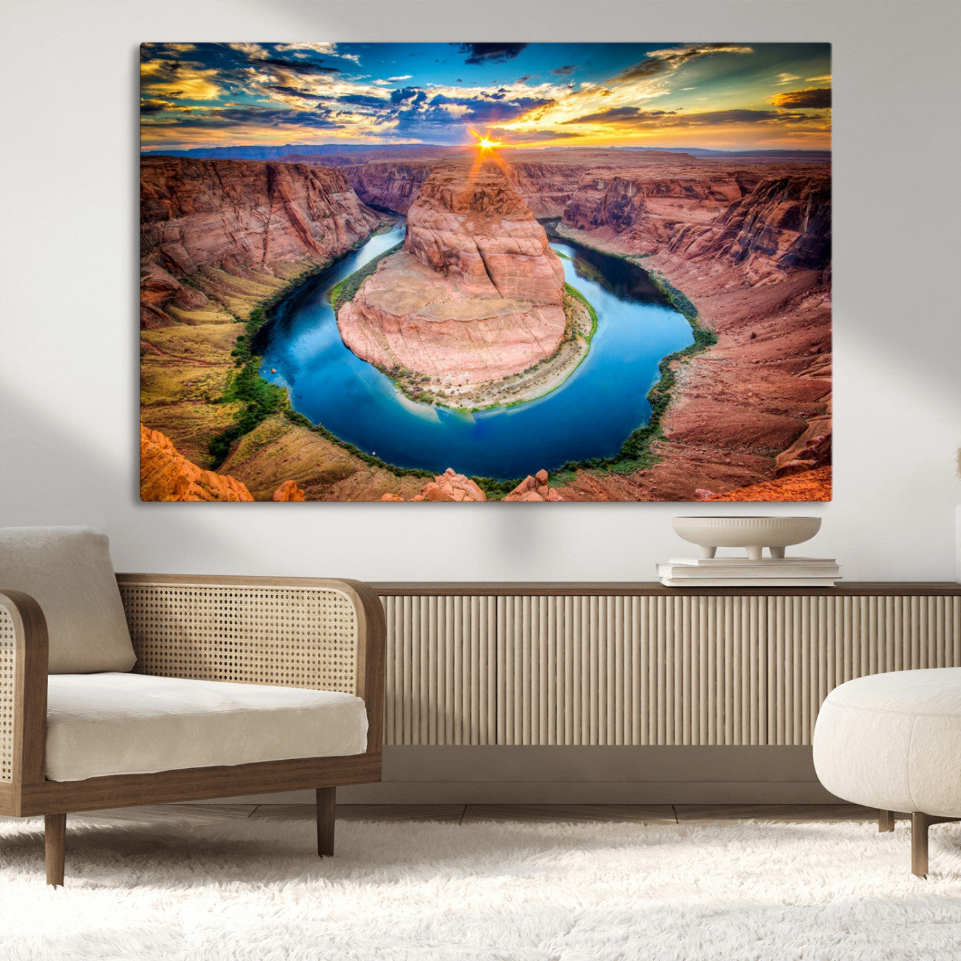 MGV-CV-36X24 - Sunset on the Horseshoe Bend Grand Canyon, Horseshoe Bend Grand Canyon Canvas Wall Art Print