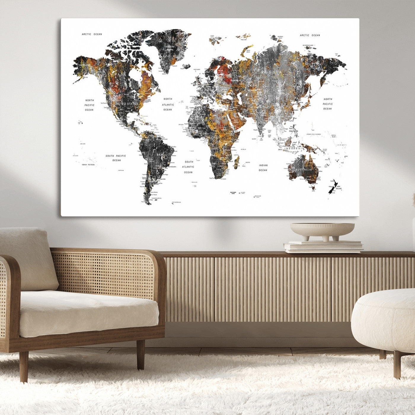 MGV-CV-36X24 - World Map Wall Art Canvas Print for Home and Office Decor