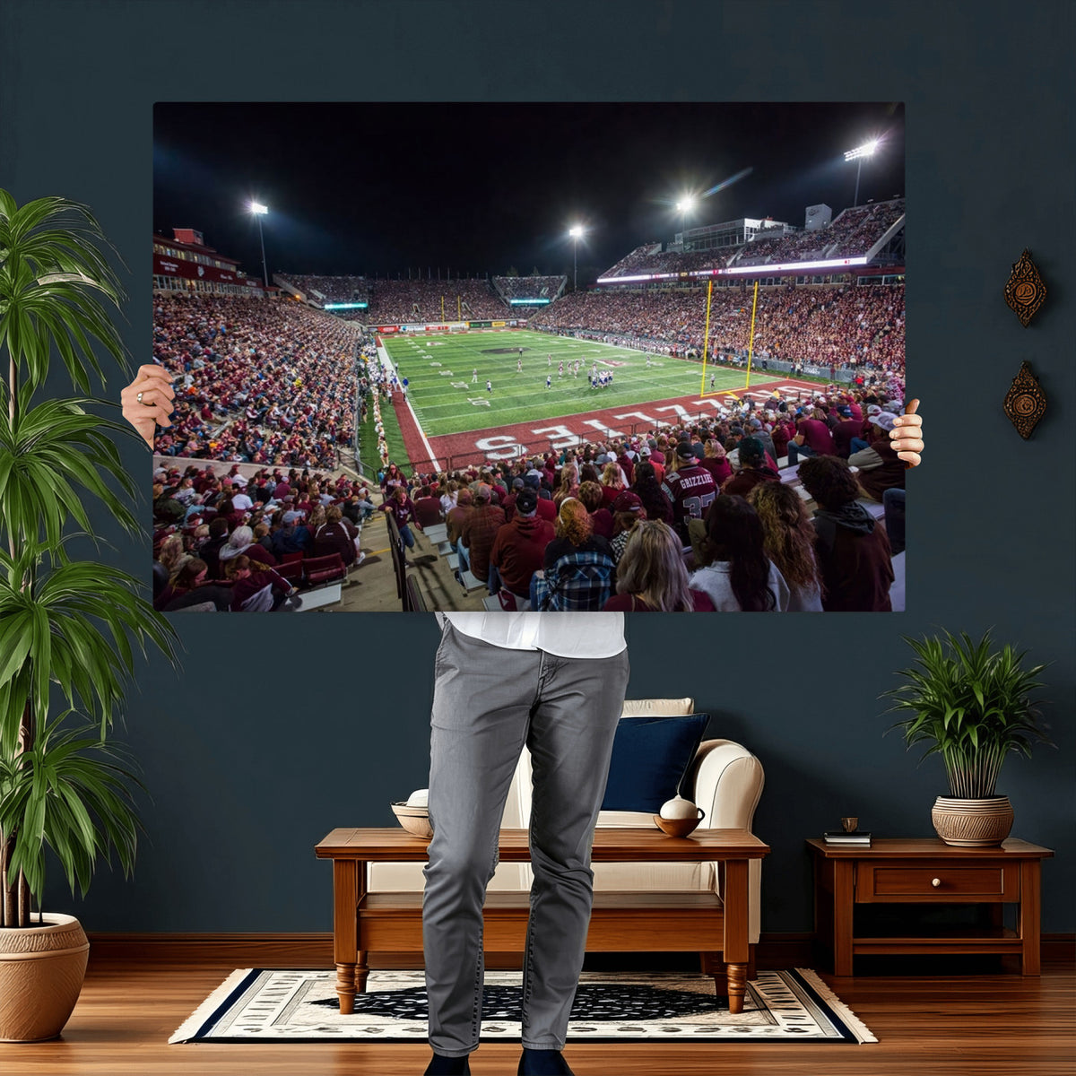 56191-MGV-CV-36X24 - Washington Grizzly Stadium American Football Wall Art Canvas Print, Sports Wall Art Print, Game Room Decor-1
