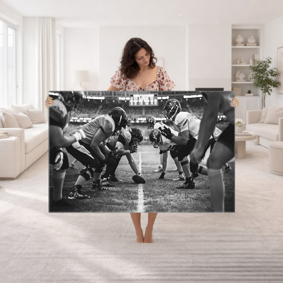 13273-MGV-CV-36X24 - American Football Wall Art Canvas Print Framed Stadium Sport