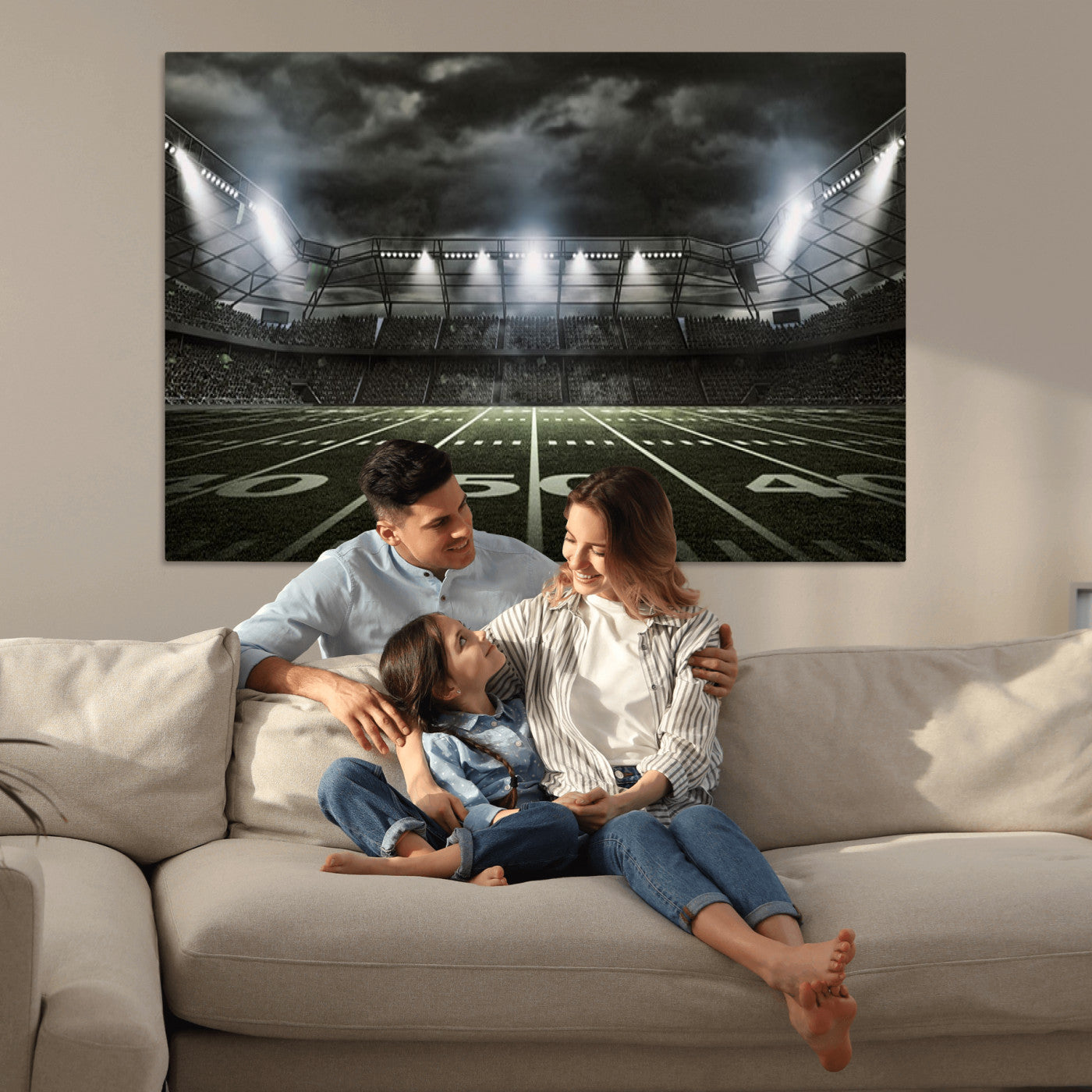 90107-MGV-CV-36X24-American Football Stadium Wall Art Canvas Print, Stadium Sport Wall Art Print