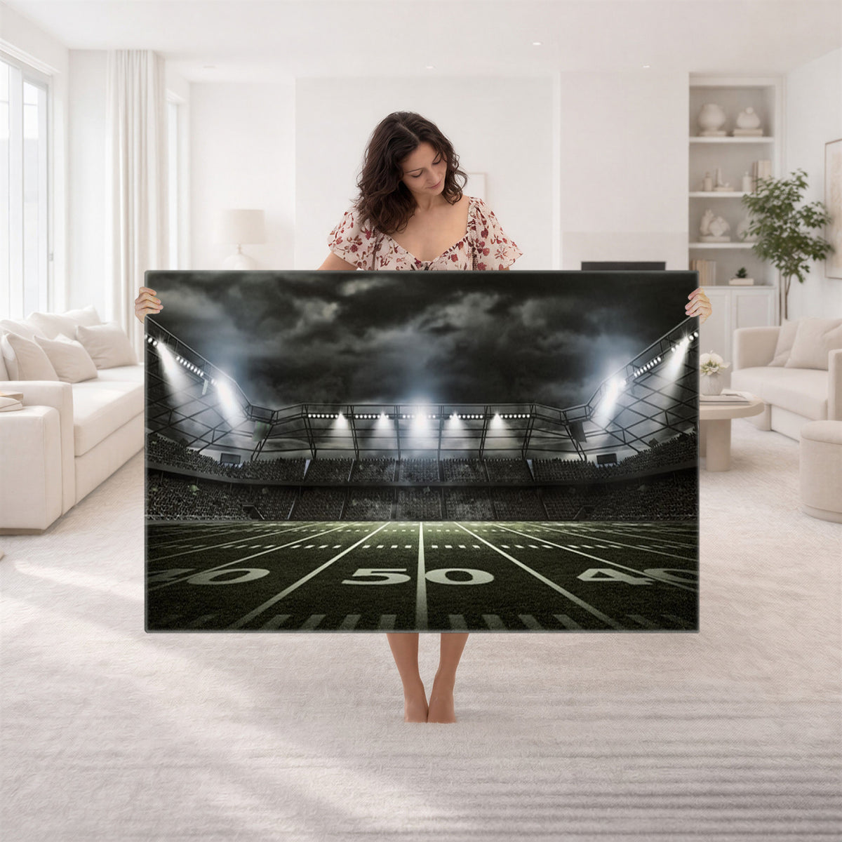 90107-MGV-CV-36X24 - American Football Stadium Wall Art Canvas Print, Stadium Sport Wall Art Print