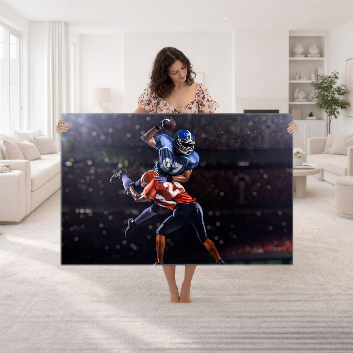 76491-MGV-CV-36X24 - American Football Wall Art Canvas Print, Stadium Sport Wall Art Print