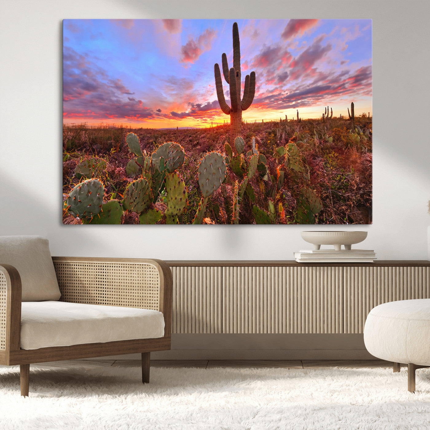 MGV-CV-36X24 - Arizona Desert Wall Art Canvas Print - Framed Deser Sunset Wall Decor