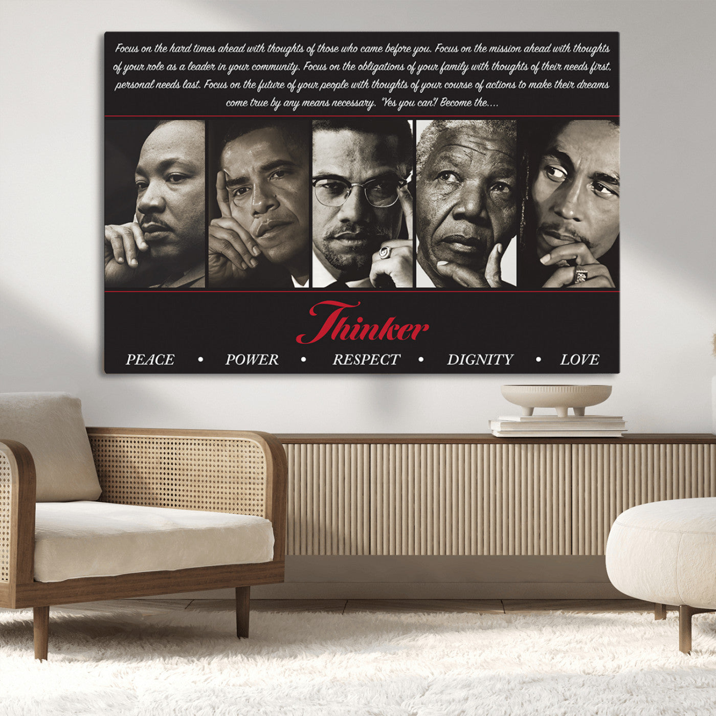 MGV-CV-36X24 - Thinkers of Wall Art Canvas Print - Inspirational Wall Art Featuring Icons of Peace, Power, and