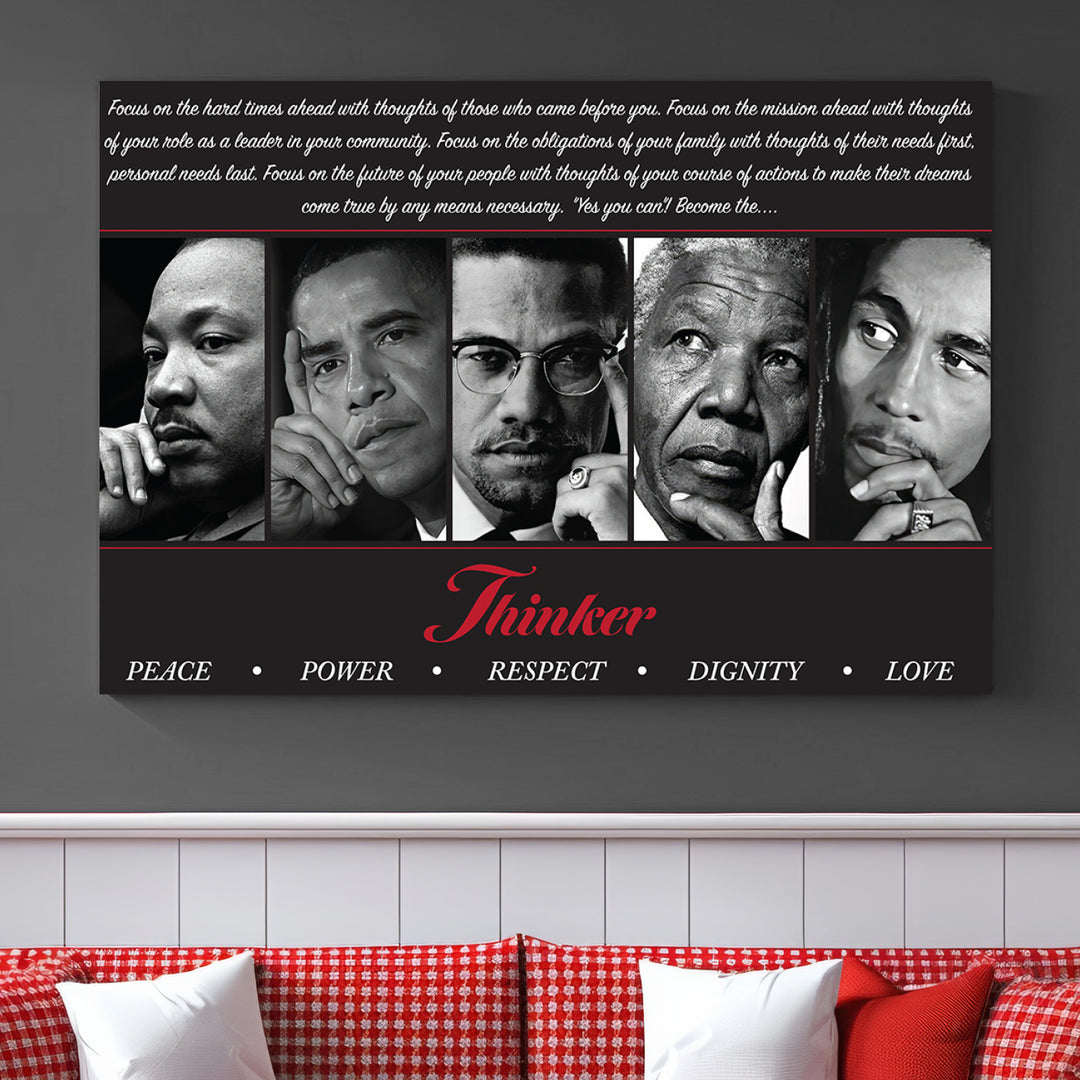 Thinkers of Change - Inspirational Wall Art Featuring Icons of Peace, Power, and Respect | Framed & Ready to Hang