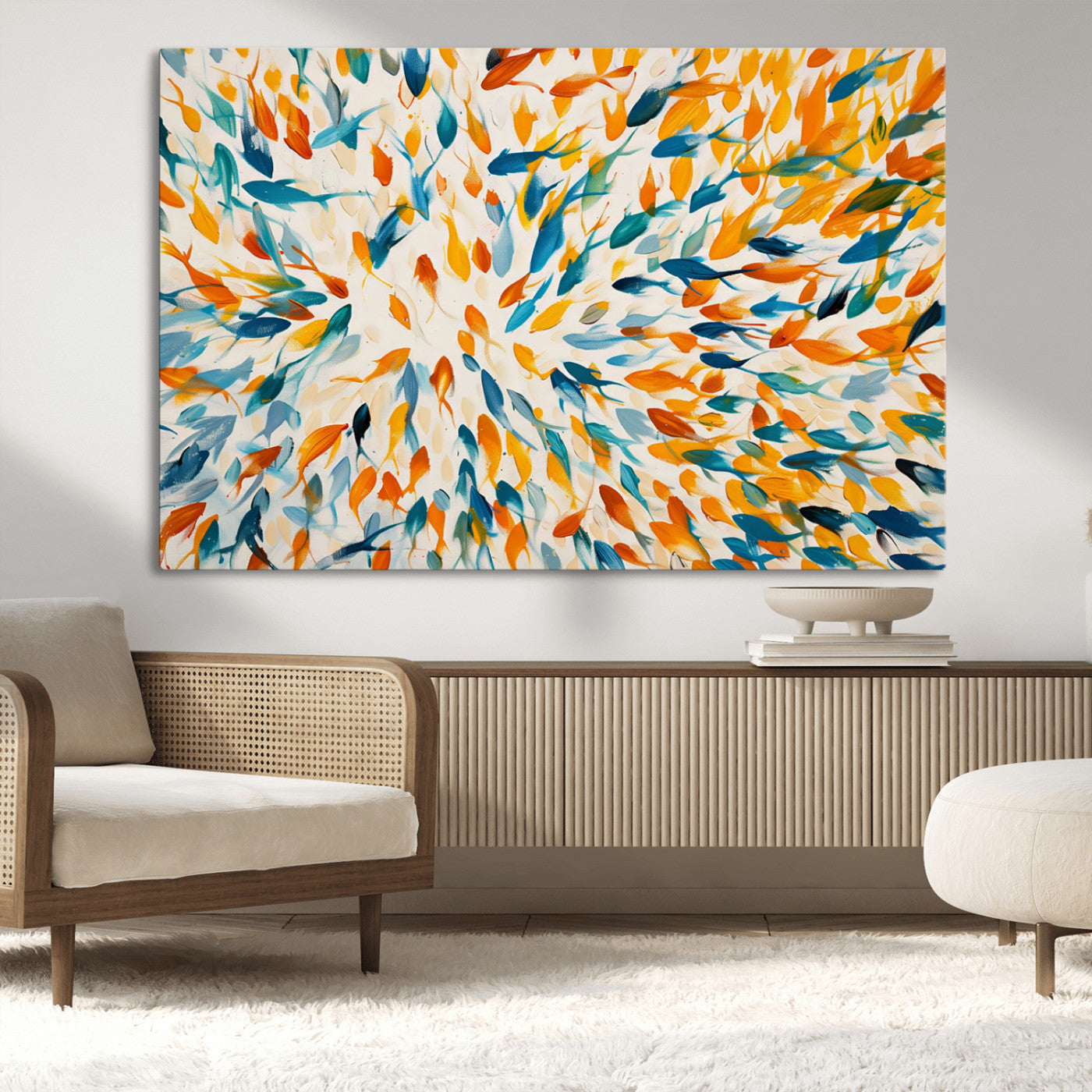 -Colorful Fish Wall Art Print – Abstract Ocean-Inspired Wall Art for Modern Spaces | Framed Canvas,
