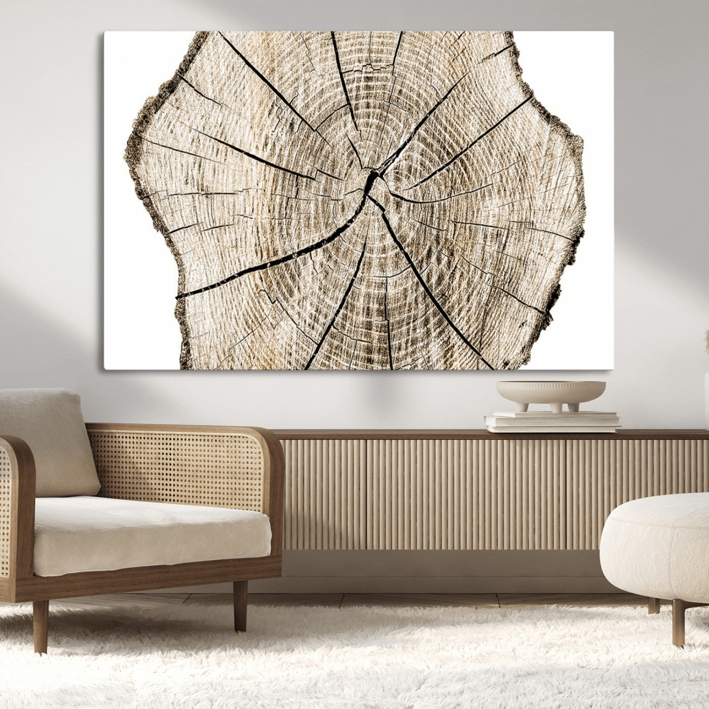 MGV-CV-36X24 - Abstract Wood Tree Ring Wall Art - Ready to Hang Minimalist Wooden Design for Rustic & Contemporary