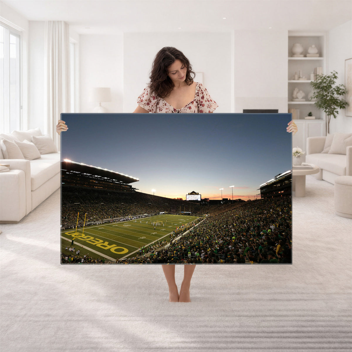 21429-MGV-CV-36X24 - Oregon Ducks Football Team Print - Eugene Autzen Stadium Wall Art Canvas Print