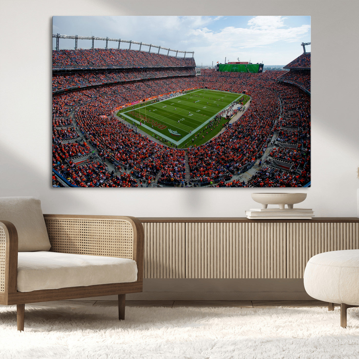 MGV-CV-36X24 - Denver Broncos Football Team Print - Empower Field Mile High Stadium Wall Art Canvas Print