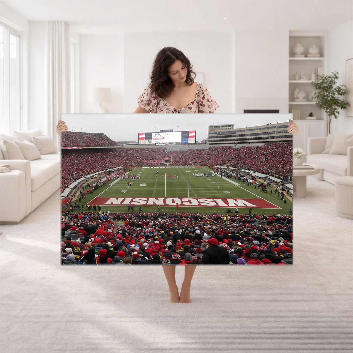 23461-MGV-CV-36X24 - Wisconsin Badgers Team Print Canvas, Madison Camp Randall Stadium Wall Art