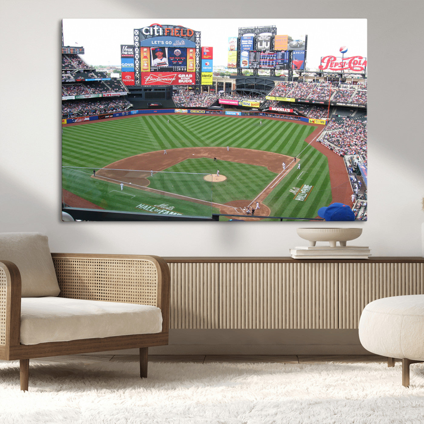 MGV-CV-36X24 - New York Mets Baseball Team Print - Citi Field Baseball Stadium Wall Art Canvas Print