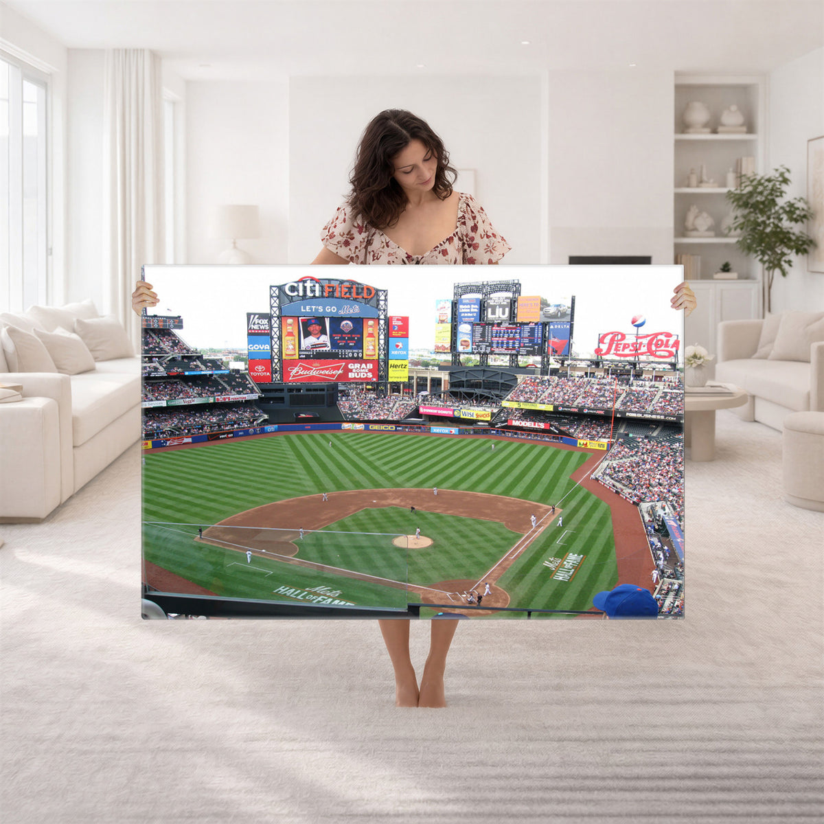 64829-MGV-CV-36X24 - New York Mets Baseball Team Print, Citi Field Baseball Stadium Wall Art