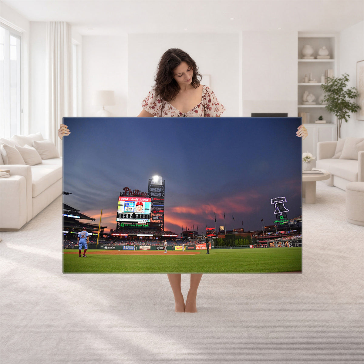 22594-MGV-CV-36X24 - Philadelphia Phillies Baseball Print - Philadelphia Citizens Bank Park Stadium Wall Art, Phillies