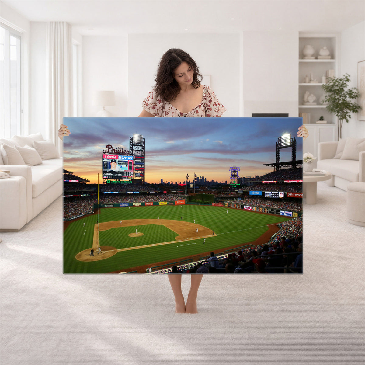 13778-MGV-CV-36X24 - Citizens Bank Park Philadelphia Phillies Wall Art Canvas | 3-Panel Canvas Print of Phillies Stadium