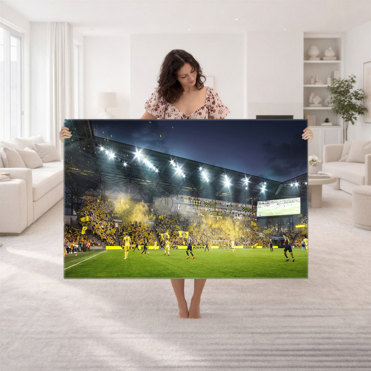 65820-MGV-CV-36X24 - Columbus Crew Stadium Match Triple Canvas Wall Art - Dynamic MLS Game Scene Canvas Wall Art