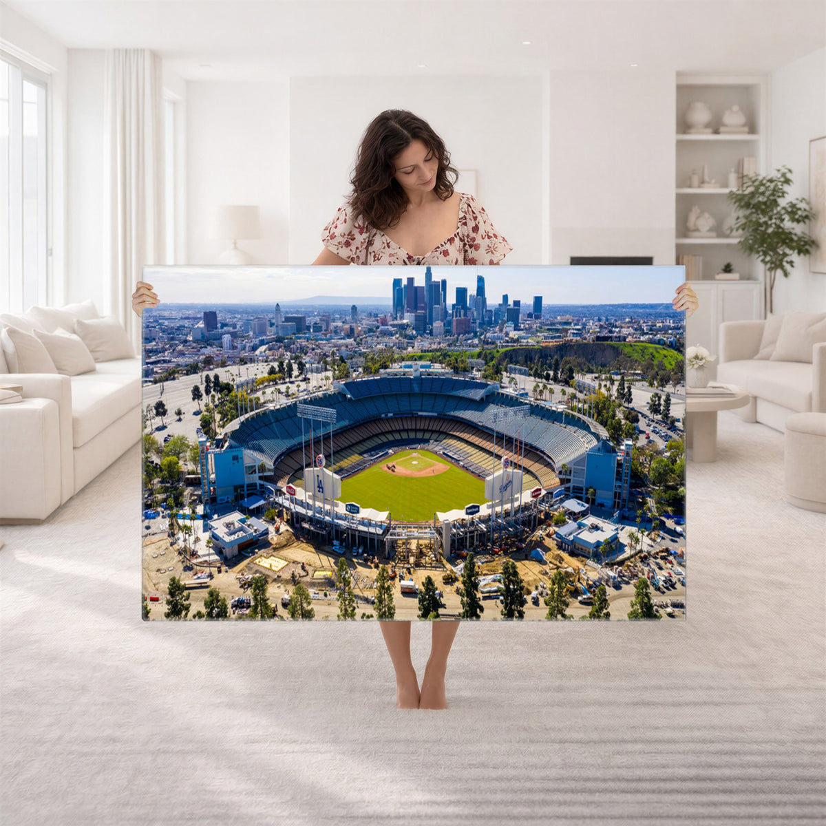 58596-MGV-CV-36X24 - Los Angeles Dodgers Dodger Stadium Wall Art Canvas Print, Extra Large Game Room Wall Decor