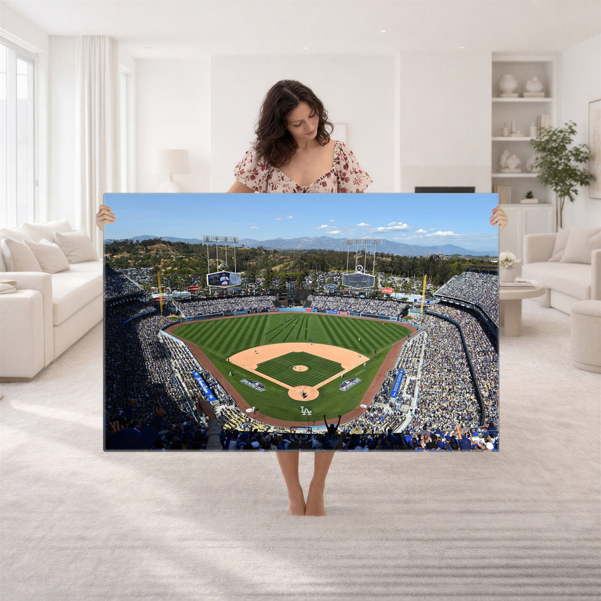 20436-MGV-CV-36X24 - Los Angeles Dodgers Dodger Stadium Wall Art Canvas Print, Framed and Ready to Hang