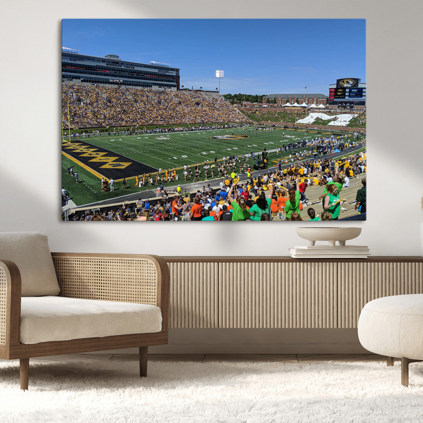 MGV-CV-36X24 - University of Missouri Tigers Football Team Print - Columbia Faurot Field Memorial Stadium Wall Art