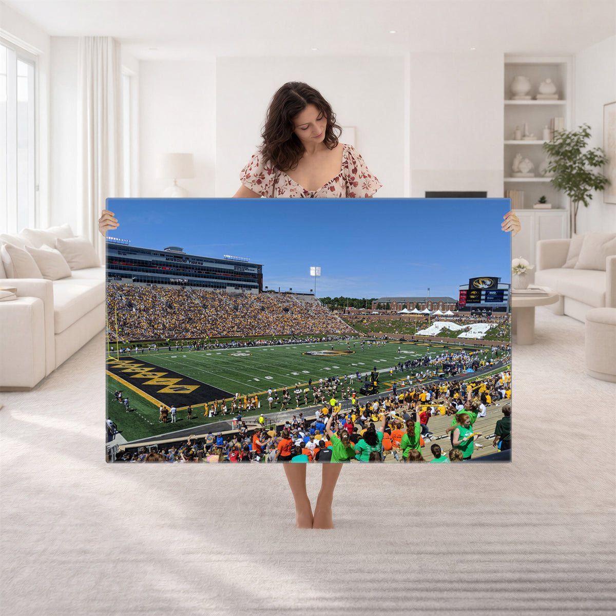 38399-MGV-CV-36X24 - University of Missouri Tigers Football Team Print, Columbia Faurot Field Memorial Stadium Wall Art