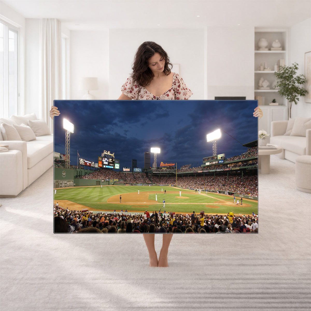 85099-MGV-CV-36X24 - Boston Red Sox Baseball Team Print Canvas, Massachusetts Fenway Park Stadium Wall Art