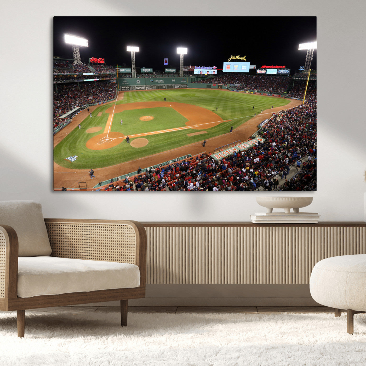 MGV-CV-36X24 - Boston Red Sox Baseball Team Print - Massachusetts Fenway Park Stadium Wall Art Canvas Print