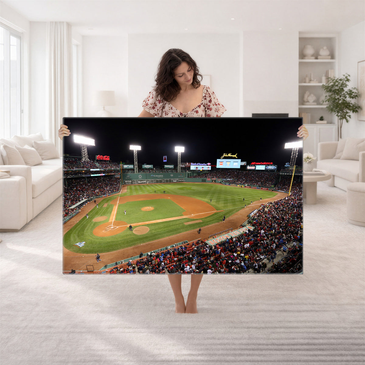 41158-MGV-CV-36X24 - Boston Red Sox Baseball Team Print, Massachusetts Fenway Park Stadium Wall Art
