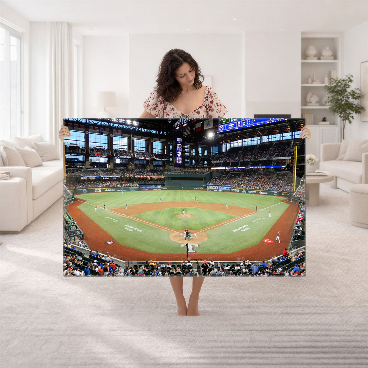 78468-MGV-CV-36X24 - Texas Rangers Baseball Team Print, Arlington Globe Life Field Stadium Wall Art