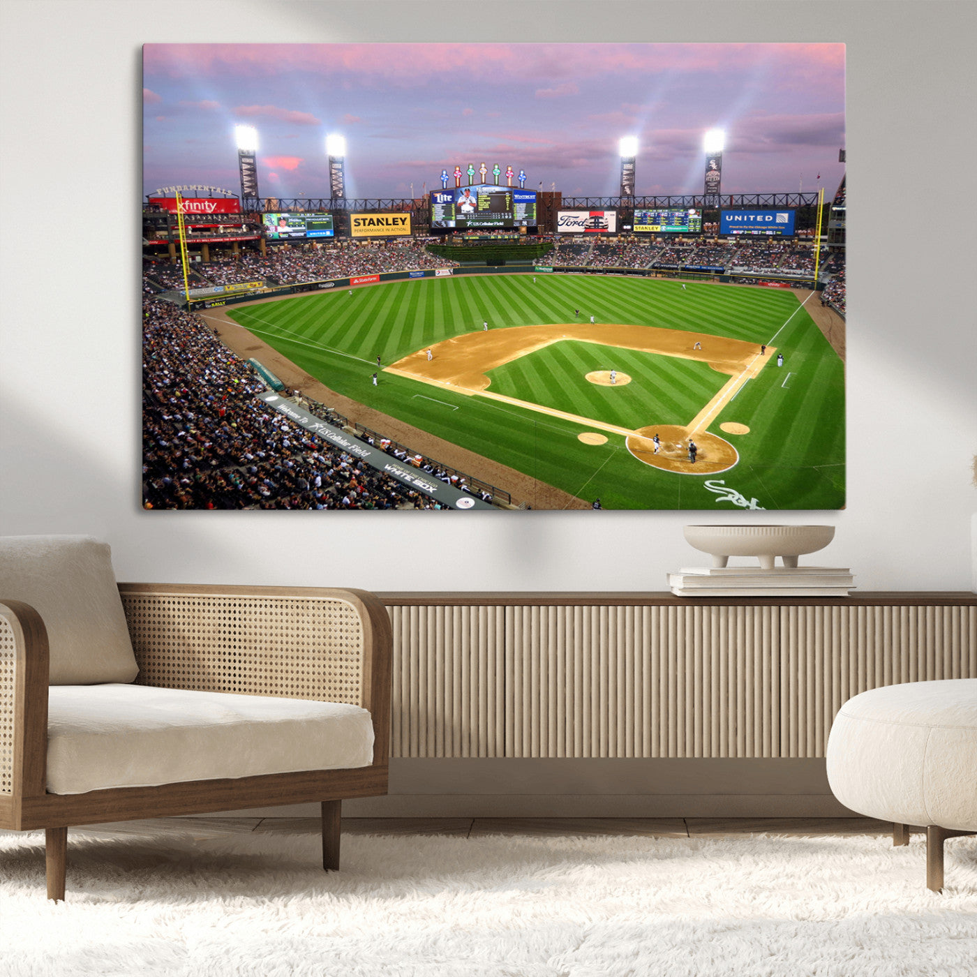 MGV-CV-36X24 - Chicago White Sox Baseball Team Print Canvas- Guaranteed Rate Field Stadium Wall Art Canvas Print