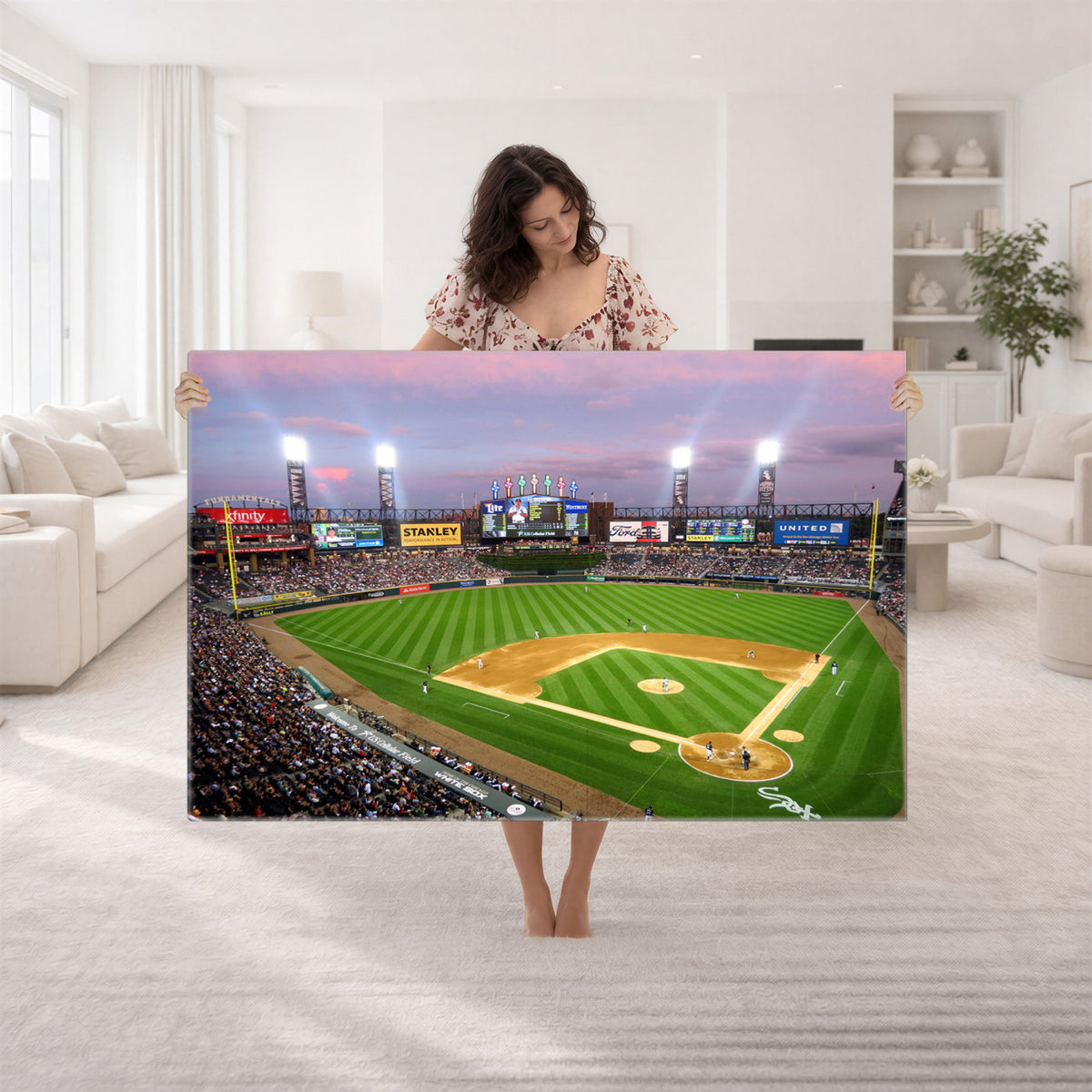 38470-MGV-CV-36X24 - Chicago White Sox Baseball Team Print Canvas, Guaranteed Rate Field Stadium Wall Art