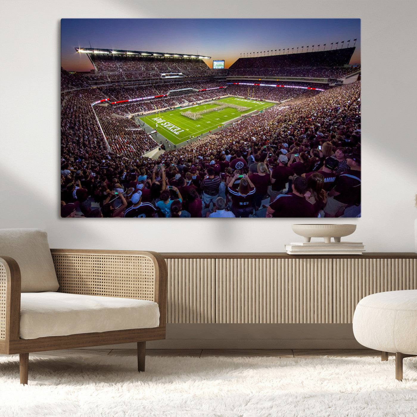 MGV-CV-36X24 - Texas A&M University Aggies Football Team Print - College Station Kyle Field Stadium Wall Art Canvas