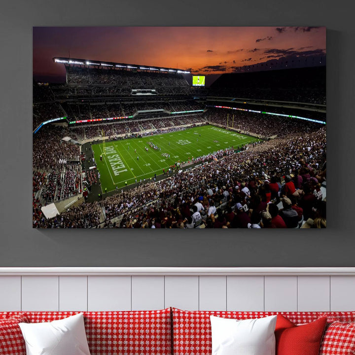 Texas A&M University Aggies Football Team Print - College Station Kyle Field Stadium Wall Art Canvas Print