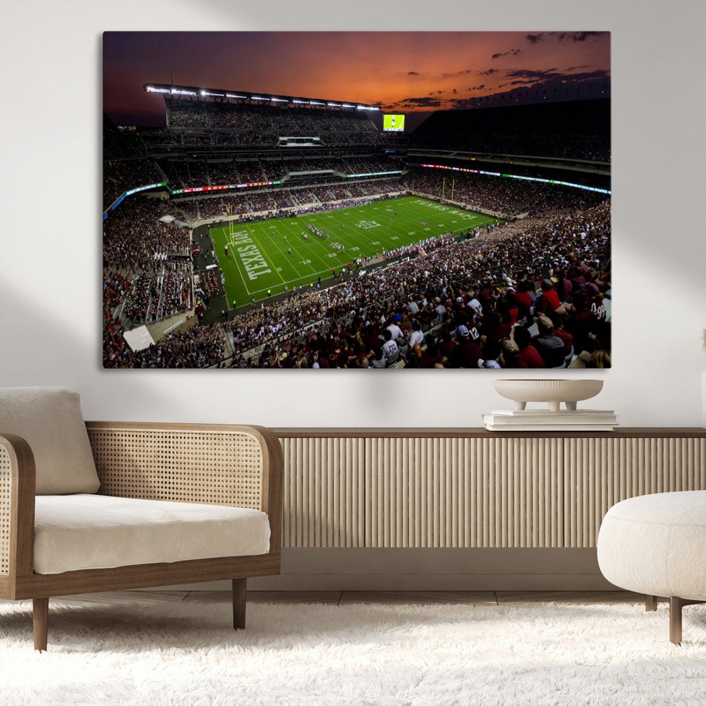 MGV-CV-36X24 - Texas A&M Aggies Football Team Print - College Station Kyle Field Stadium Wall Art Canvas Print