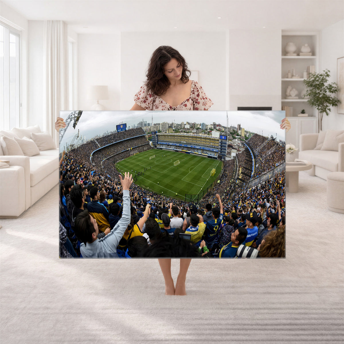23173-MGV-CV-36X24 - Boca Juniors Soccer Team Print, Buenos Aires Bombonera, Framed and Ready to Hang