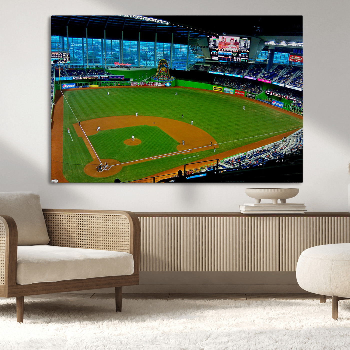 MGV-CV-36X24 - Miami Marlins Baseball Team Print - Miami LoanDepot Park Stadium Wall Art Canvas Print