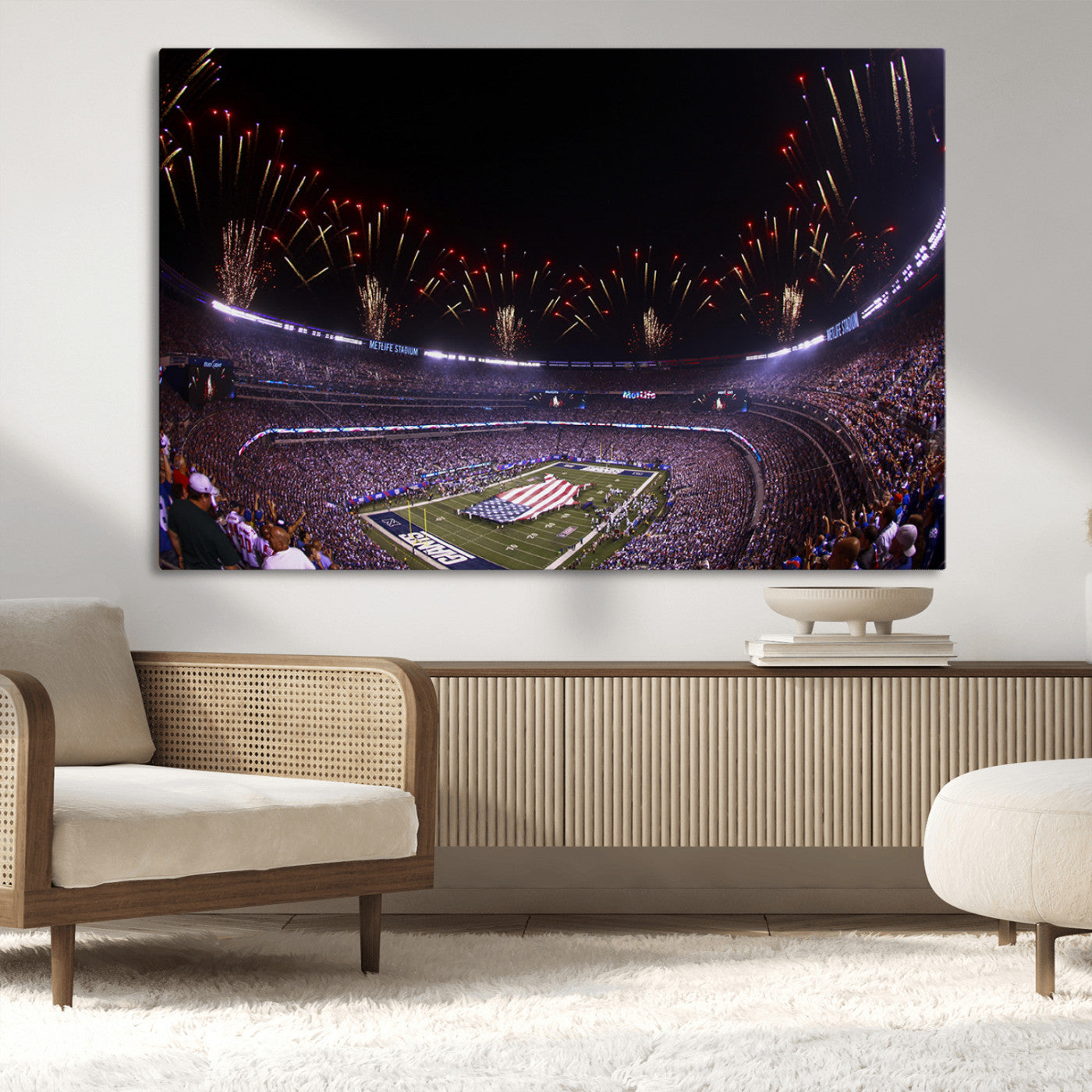 MGV-CV-36X24 - New York Giants Football Team Print - East Rutherford MetLife Stadium Wall Art Canvas Print