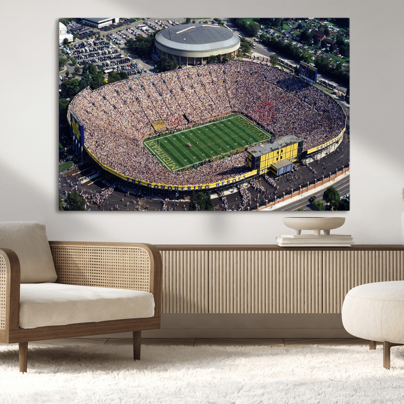 MGV-CV-36X24 - Michigan Wolverines Football Team Print - Ann Arbor Michigan Stadium Print, Michigan Wolverines