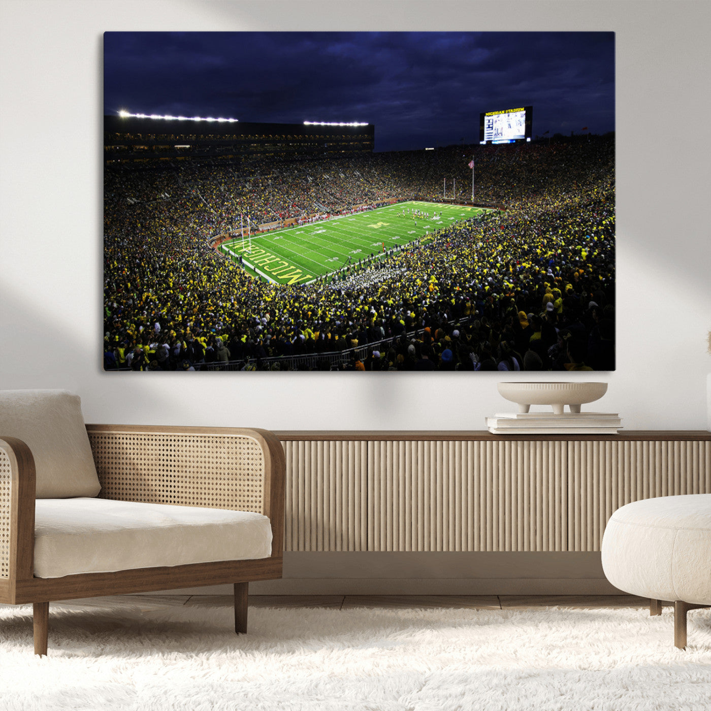 MGV-CV-36X24 - Michigan Wolverines Football Canvas Wall Decor, Football Team Print - Ann Arbor Michigan Stadium
