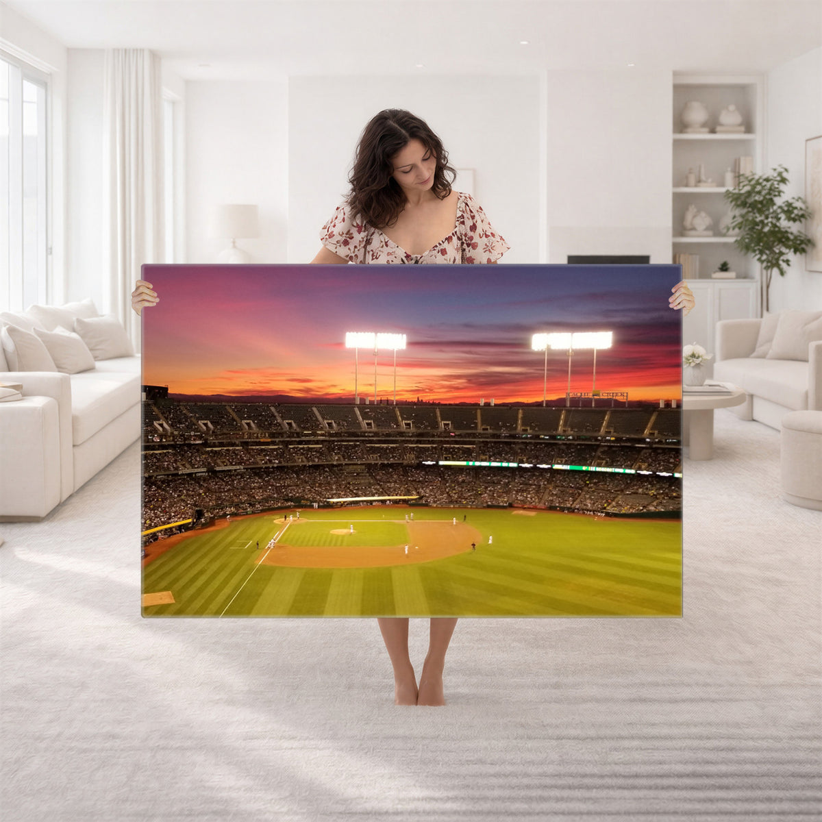 73718-MGV-CV-36X24 - Oakland Athletics Baseball Team Print, Oakland Coliseum