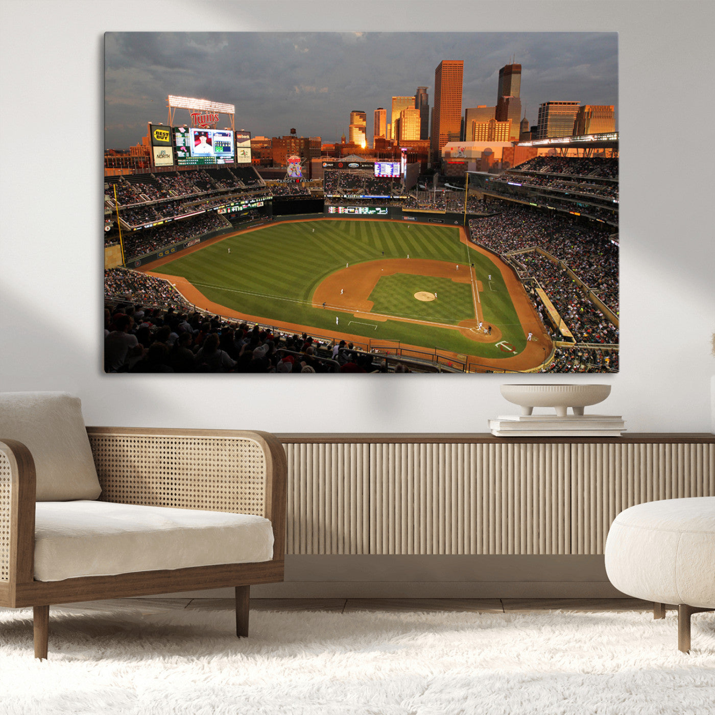 MGV-CV-36X24 - Minnesota Twins Baseball Team Print - Minneapolis Target Field Stadium Wall Art Canvas Print