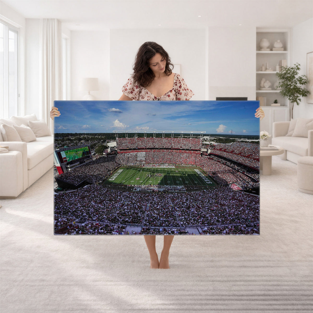 83382-MGV-CV-36X24 - South Carolina Gamecocks Football Team Print, Columbia Williams-Brice Stadium Wall Art