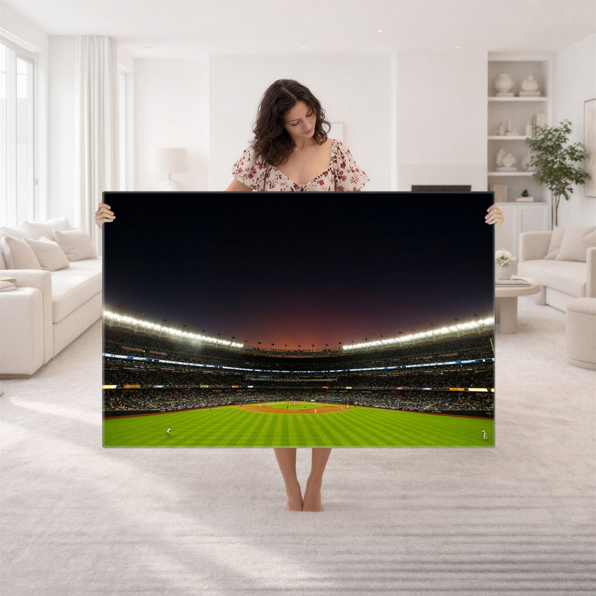 59138-MGV-CV-36X24 - Yankee Stadium Night Game Triple Canvas, New York Yankees Stadium Wall Art